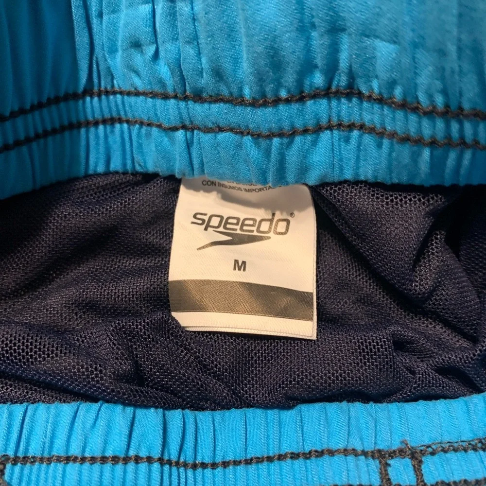 SPEEDO Board Shorts Men's L Blue Loose Fit UPF 50+ Pockets Drawstring Swim - Picture 5 of 7